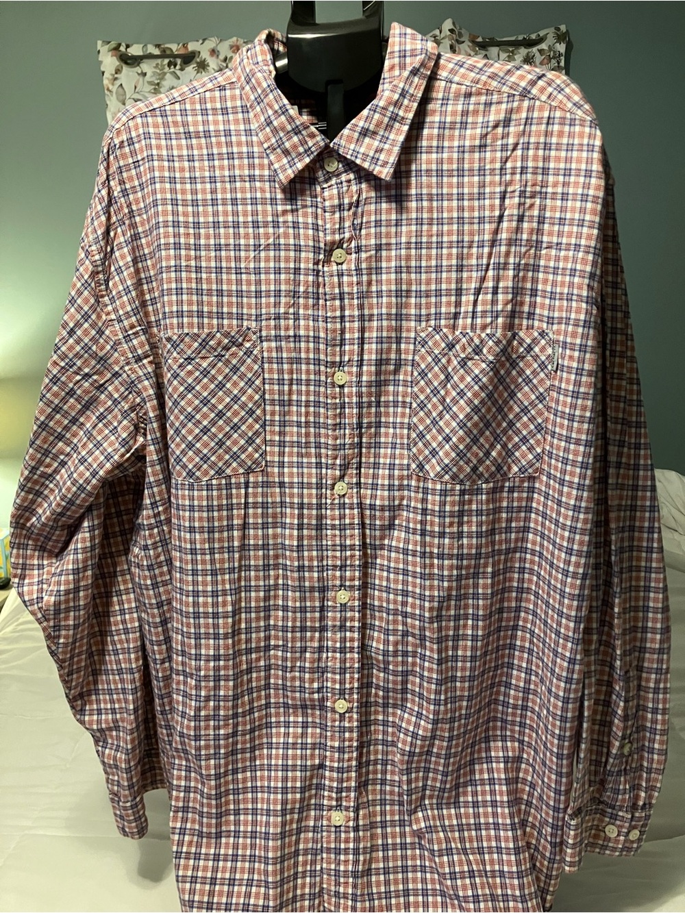 Carhartt Button Down Shirt Mens XXL Plaid Red Blue Workwear Long Sleeve Cotton